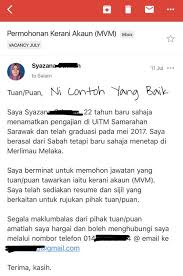 Salah satu contoh dari lamaran kerja via email yang baik, disertai dengan attachment yang komprehensif. Gambar Hantar Permohonan Kerja Atau Nak Berkenalan Ini Antara Contoh Kesalahan Kesalahan E Mail Dalam Mohon Pekerjaan Siakap Keli News