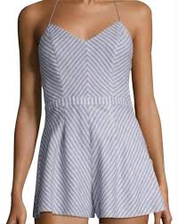 The Jetset Diaries Chambray Haven Striped Romper Jumpsuit