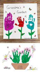 Grandma S Garden Handprint Keepsake So Pretty Fun Handprint Art Grandparents Day Crafts Grandma Crafts Hand Crafts For Kids
