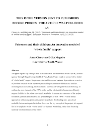 Martin 2001) and the caregivers of children of incarcerated mothers (bloom . Pdf Prisoners And Their Children An Innovative Model Of Whole Family Support