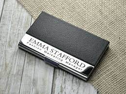 Just type what you would like and choose a font! Personalized Business Card Holder Elegant And Slim Card Case Etsy Personalized Business Card Holder Personal Business Cards Business Card Holders