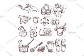Doodle Pictures Set For Relaxing Or Massage Spa Salon Aromatherapy Illustrations Doodle Pictures Doodles Spa Massage