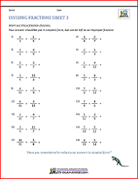 dividing fractions worksheet