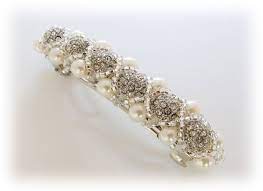 Bling Bridal Hair Barrette Elegant Wedding Accessory Hand Beaded French Barrette Ivory Pearl Rhinestone Swarovski Crystal Hair Clip Swarovski Crystal Hair Bead Hair Accessories Bridal Barrettes