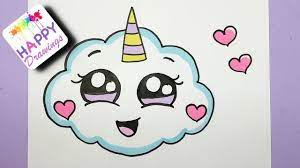 Hope you like this video and share with your friends. How To Draw A Super Cute Cloud Emoji Unicorn Easy Drawing Youtube Unicorn Drawing Happy Drawing Easy Drawings