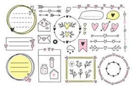 Order ships in 24 hours. Cute Bullet Journal Element Doodles With Hearts Love Theme Hand Drawn Banners And Marks For Notebook Planner Or Diary Frames Borders Vignettes Dividers Notes Lists Collection Vector Illustration 2800387 Vector Art At Vecteezy