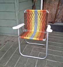 Custom Hand Woven Macrame Lawn Chair Personalized Vintage Etsy In 2020 Lawn Chairs Outdoor Furniture Fabric Metal Outdoor Chairs