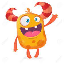 Happy Cartoon Funny Monster Halloween Vector Orange And Horned Happy Cartoon Cute Monsters Drawings Funny Cartoon Characters