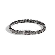Measures 39 inches in length. John Hardy Classic Chain Silver Black Link Bracelet Bm999617mbrd
