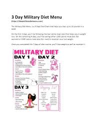 3 Day Military Diet Menu Lose 10 Pounds In Three Days