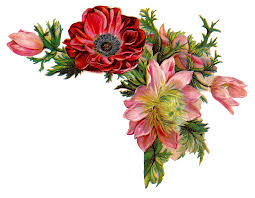 Free Digital Flower Images Of Corner Design With Red And Pink Flowers Digital Flowers Flower Images Vintage Flowers
