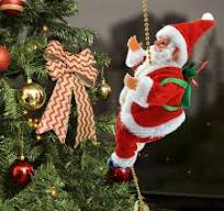 Electric Santa Climbing Rope Decoration - 2PCS Funny Musical Christmas Tree  Ornament, Hanging Doll Toy for Party Home Door