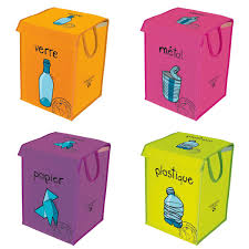 Set De 4 Bacs De Tri Metal Verre Papier Plastique Immagini Scuola Riciclo