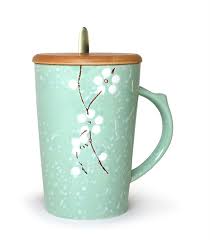 Amazonsmile Ceramic Mug Floral Design With Spoon And Wood Lid Fine Porcelain Perfect For Coffee Tea Beverage Olive Coffe Mugs Ceramic Mug Fine Porcelain