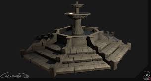 Low Poly Pbr Stone Water Fountain 3d Model Fountain Water Fountain Low Poly
