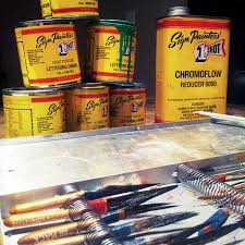One Shot 5 Color Lettering And Pinstripe Paint 1 4 Pint Cans With Bonus Striping Brush Kit