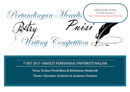 Melukis, menulis, dan membaca novel bergenre thriller. Pertandingan Menulis Puisi 2017