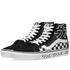 Black And White Checkered Vans High Tops Vans Vans Ua Sk8 Hi Reissue Japanese Style Vans Shoes Vans Sk8 Vans Skate Shoes Popular Shoes