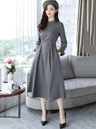 Round Neck Maxi Length Waist Draw Temperament Clothed Dating Dress One Piece 12944029 Date Dress Ladies Day Dresses Classy Winter Outfits Womens Skater Dress
