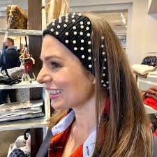 Marlowe wearing all new Lele Sadoughi bedazzled headbands and ear warmers  🎄the PERFECT holiday stocking stuffers. Swipe —> for details & more