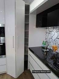 A lot of kitchens have those gaps above the cabinets, while others are made with cupboard doors and drawers that can't fully be opened at the same time. Corner Pantry With Bifold Door Corner Pantry Kitchen Design Decor Kitchen Design