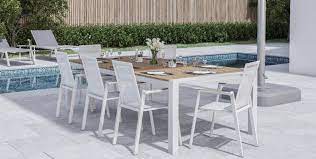 Aviana Outdoor Dining Set White Outdoor Dining Set Outdoor Furniture Sets Dining Sets Modern