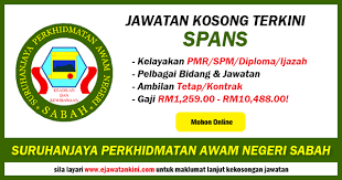 Warganegara malaysia yang berminat bekerja di suruhanjaya perkhidmatan pelajaran (spp) dan berkelayakan dipelawa untuk memohon sekarang juga. Jawatan Kosong Suruhanjaya Perkhidmatan Awam Negeri Sabah Spans Ejawatankini Com