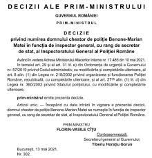 Chestorul benone marian matei a fost numit joi la conducerea poliţiei române. Zstkokwavqhw1m