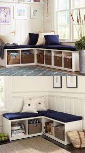 The slim profile helps your space feel visually light. A Double Duty Corner In The Form Of A Bench With Seating And Storage Area Living Room Corner Decor Living Room Corner Corner Decor