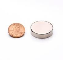 Neodymium Round Magnet 1" Diameter x 0.25" H - Grade N35, Nickel plated  finish