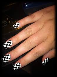 Black And White Checkered Flag Meaning Beach Black White Checkers Racing Nails Checkered Nails Nail Polish