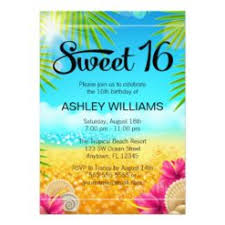 Kids and adults alike love the island! Tropical Beach Pink Hibiscus Sweet 16 Birthday Card Ladyprints