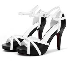 Black And White Sandals With Heel Getmorebeauty Women S White Black Peep Toes Buckle Dress Heeled Sandals Black And White Strappy Heels Sandals Heels Dress And Heels