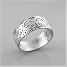 Silver Eagle Ring Northwest Coast Art Haida Eagle First Nations Art Native Canadian Jewelry Haida Art Carmen Goertzen Tribal Jewelry Hand Engraved Jewelry Canadian Jewelry Silver Engraving
