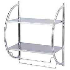 The soft fuzzy leaves of an african violet plant and its bright colors will make a brave display against a simple metal and glass shelf unit. Metal Shelves B Q Chrome Bathroom Shelves Towel Rack Wall Mounted Shelves