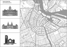 Lade amsterdam karte und genieße die app auf deinem iphone, ipad und ipod touch. Amsterdam Stadtplan Mit Von Hand Gezeichneten Architekturikonen Vektor Abbildung Illustration Von Karte Zieleinheit 122018425
