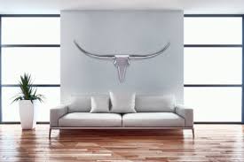 Weran Bull Geweih L Wanddekoration 125cm Breit Alu Aluminium Silber Aluminiumdekoration Wand Geweih Wandgestaltung