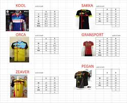 Sport Jersey Sizing Chart