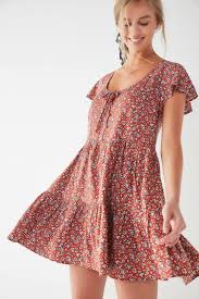 Uo Floral Tiered Babydoll Dress Casual Dresses For Women Urban Outfits Fashion