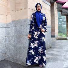 Ramadan Muslim Women Flower Print Long Maxi Cocktail Dress Islamic Abaya Vintage Ebay Link Dresses Muslim Outfits Maxi Dress Cocktail