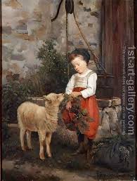 Camille Leopold Cabaillot Lasalle The Pet Lamb 1877 Reproduction Oil Painting Sheep Art Art Painting