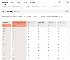 J Crew Size Chart Shirts