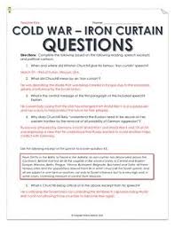 Cold War Iron Curtain Speech And Cartoon Analysis With Teacher Key Cold War 6th Grade Social Studies Speech