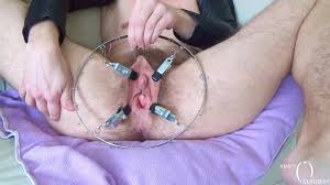 Hairy Pussy Pubic Hair Pulling Torture in Bondage Device: Close-up Close-up  Porn