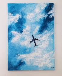 Plan Airplane Air Plan Drawing Acryl Sky Art Painting Acrylic Painting Canvas Canvas Drawings