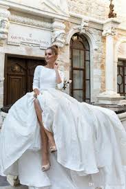 Lace long sleeve, embroidered bodice and back cutouts do this gowns gorgeous and. Simple White Wedding Dress Long Sleeve Off 71 Buy