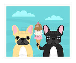 673d Dog Prints Two French Bulldogs Holding Ice Cream Cone Etsy Dog Print Art Dog Print Art Prints
