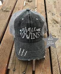 Grace Wins Christian Hat Christian Gifts Gift For Her Etsy Christian Hats Monogram Hats Hat Vinyl Ideas