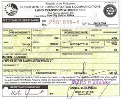 Roadbook Philippines Registration Of A Motorbike Travel Magayon