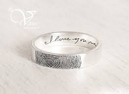 Personalized Fingerprint Rings Actual Fingerprint And Fingerprint Ring Mens Wedding Rings Unusual Wedding Rings